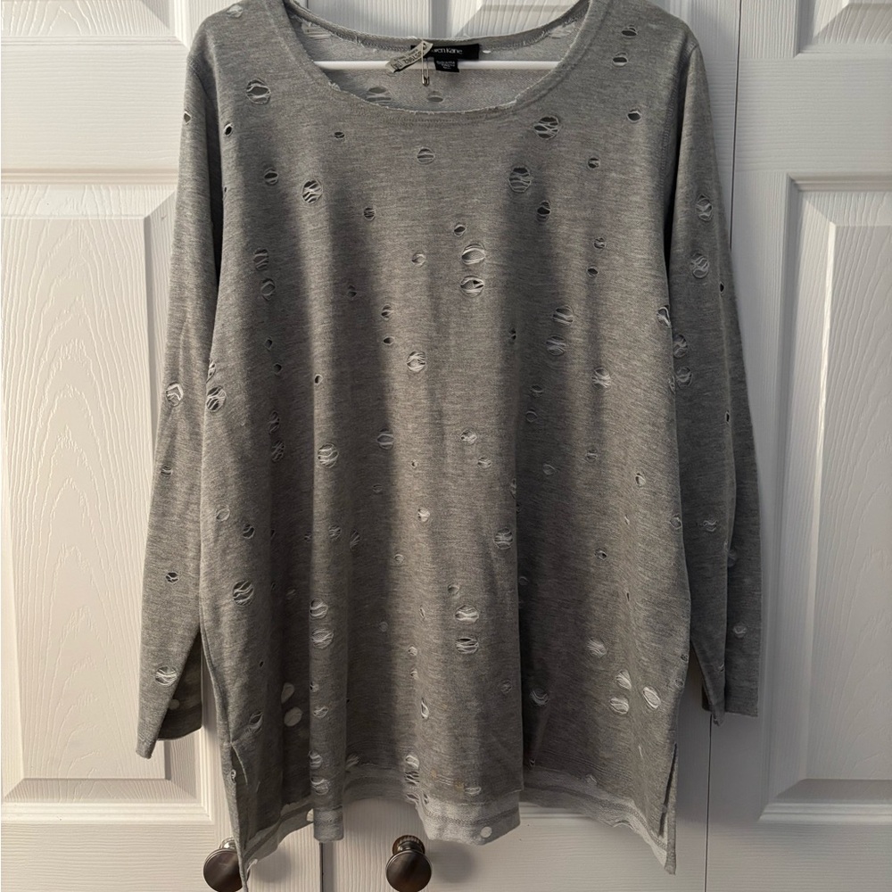 Karen Kane Gray Boxy 3/4 Sleeve Sweatshirt